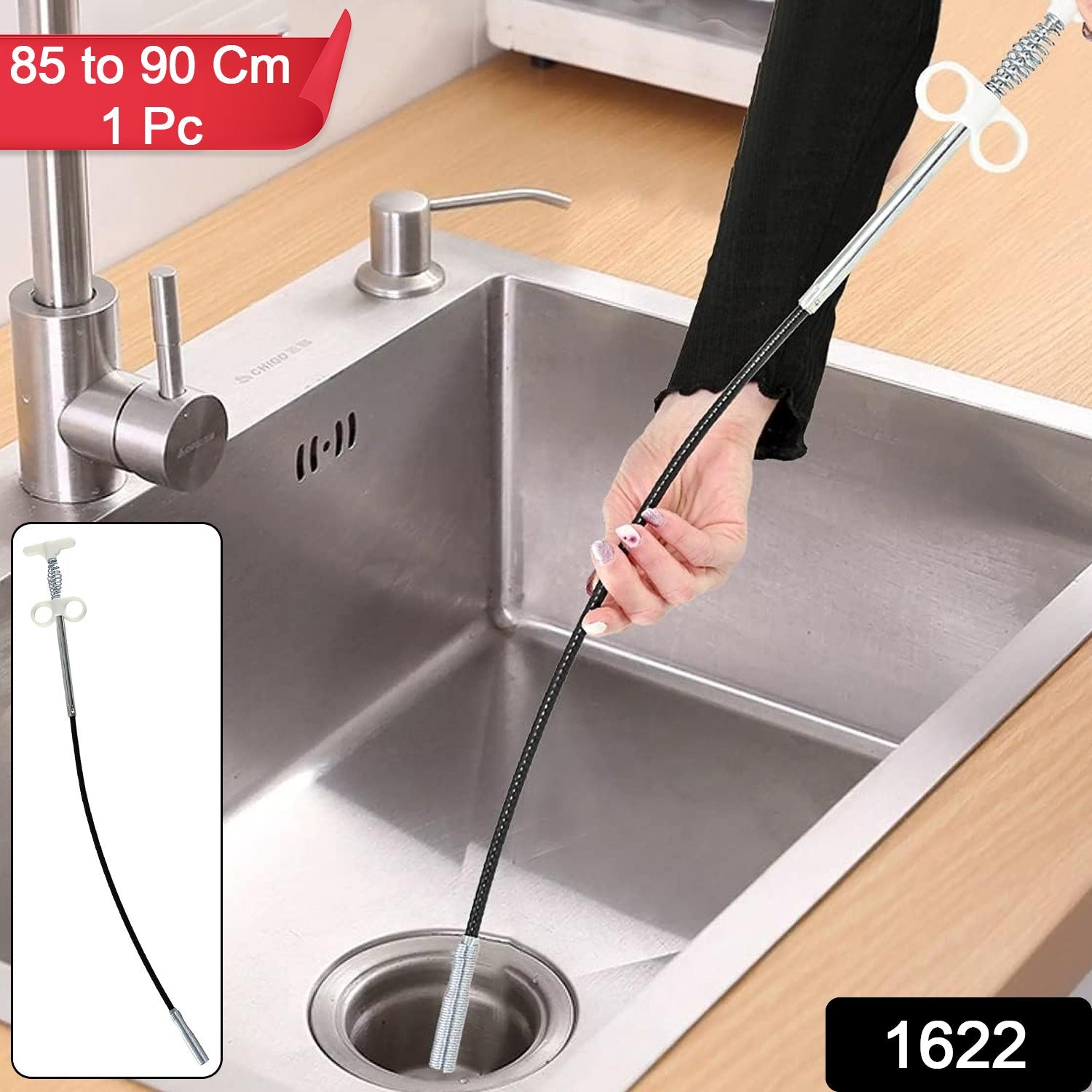 Drain Block Remover Cleaning Tool for Pipes, Clogged Drains ( 85 To 90 Cm / 1 Pc) Drain Block Remover Cleaning Tool for Pipes, Clogged Drains ( 85 To 90 Cm / 1 Pc)